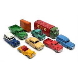 Dublo Dinky - eight unboxed models comprising 061 Ford Prefect, 062 Singer Roadster, 063, Commer Van, 064 Austin Lorry, 065 Morris Pick-up, 067 Austin Taxi, 070 AEC Mercury Tanker and 073 land Rover, Trailer and Horse (8)