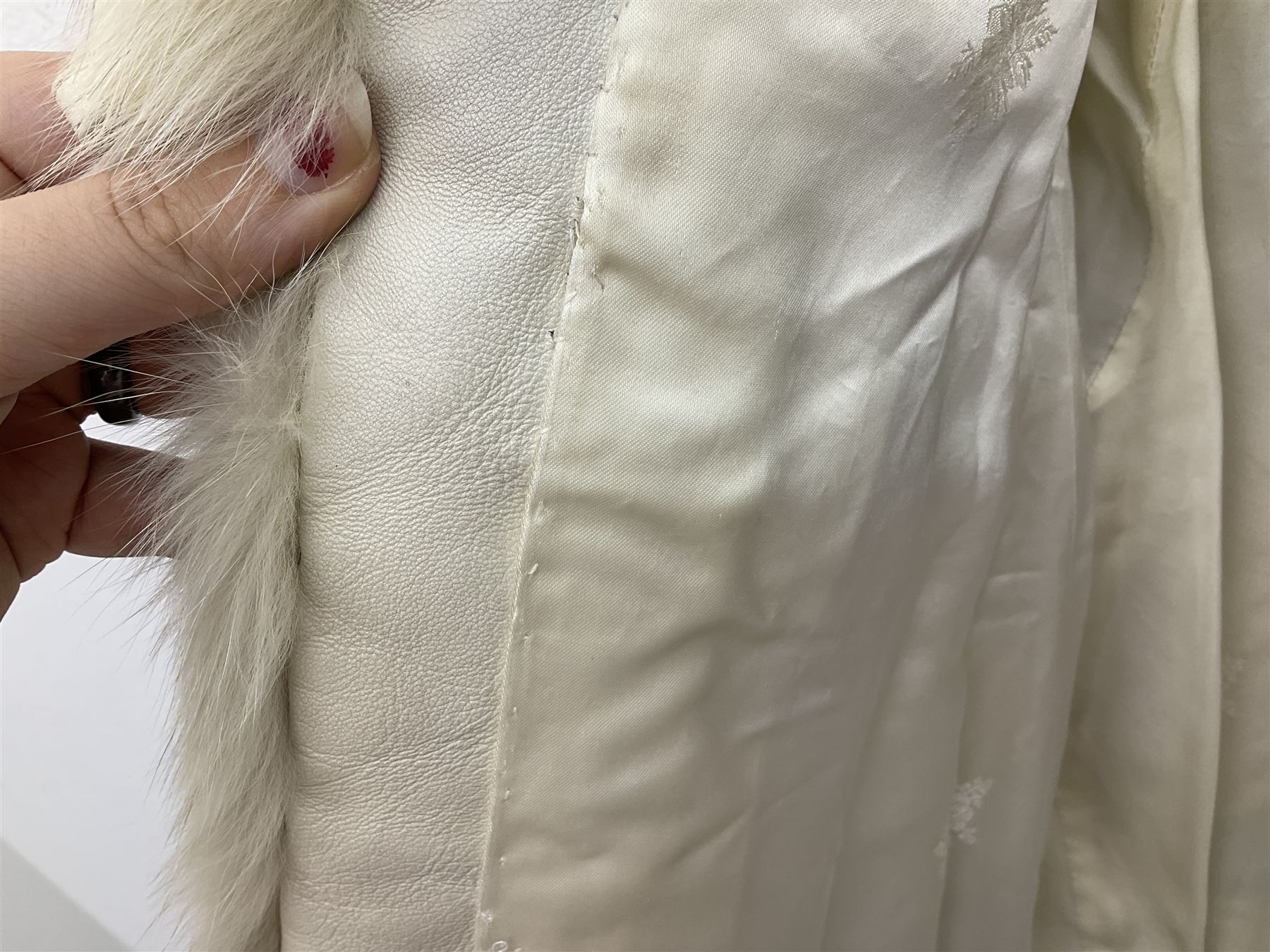 White Arctic Fox fur coat with loop fasteners 