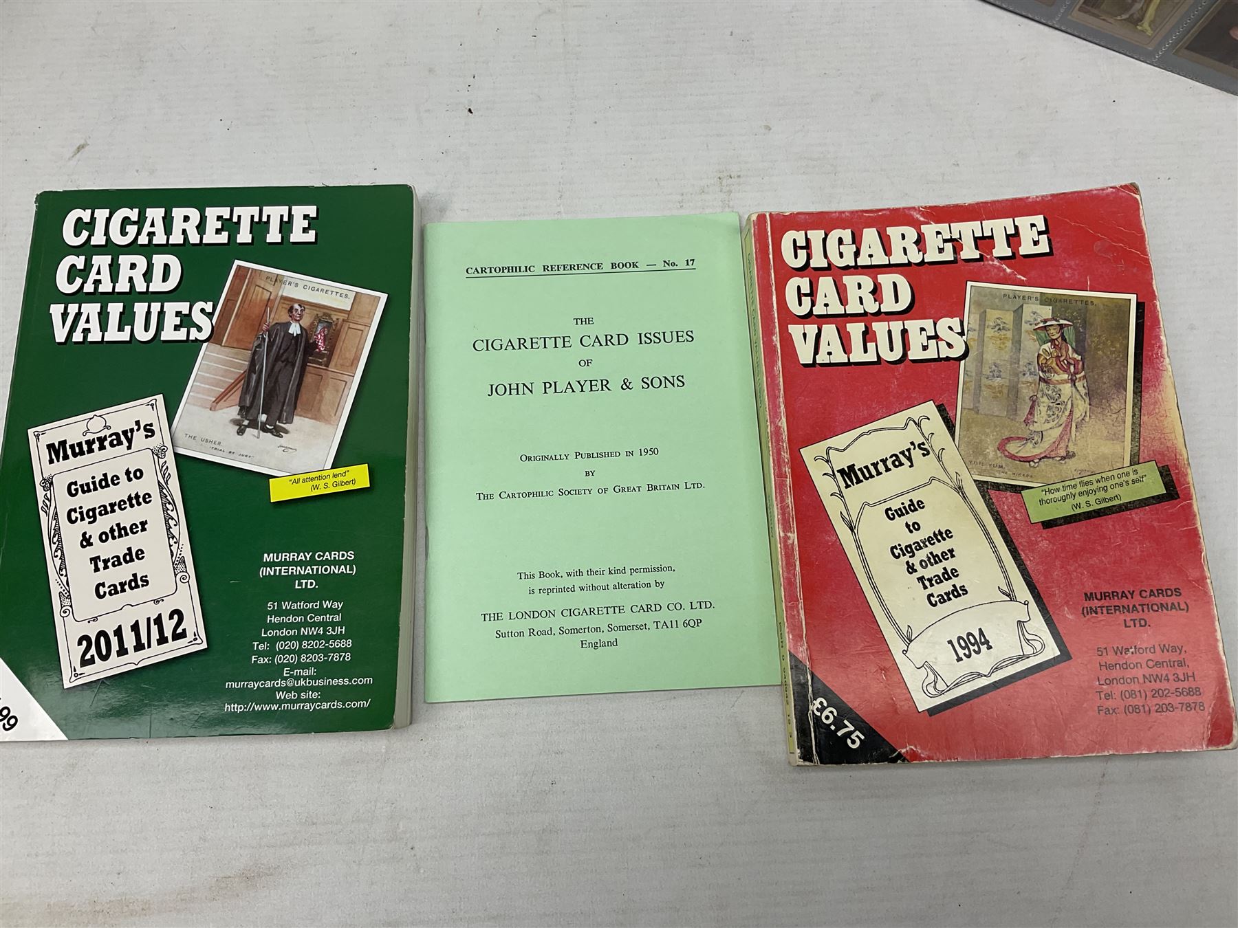 Quantity of mostly cigarette cards, housed in ring binder albums and loose, by Ardath, W.D. & H.O. Wills, John Player & Sons, The American Tobacco Co etc, including famous film stars, cinema stars, wild birds, poultry, dogs etc and various books or catalogues relating to cigarette card collecting, in one box