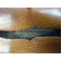 German Saxony violin c1900 with 35.5cm two-piece medium grain maple back and ribs and medium grain spruce top; bears label 'Jacobus Stainer in Absam prope Oenipontum 17xx Made in Germany', 59.5cm overall; with modern bow (2)