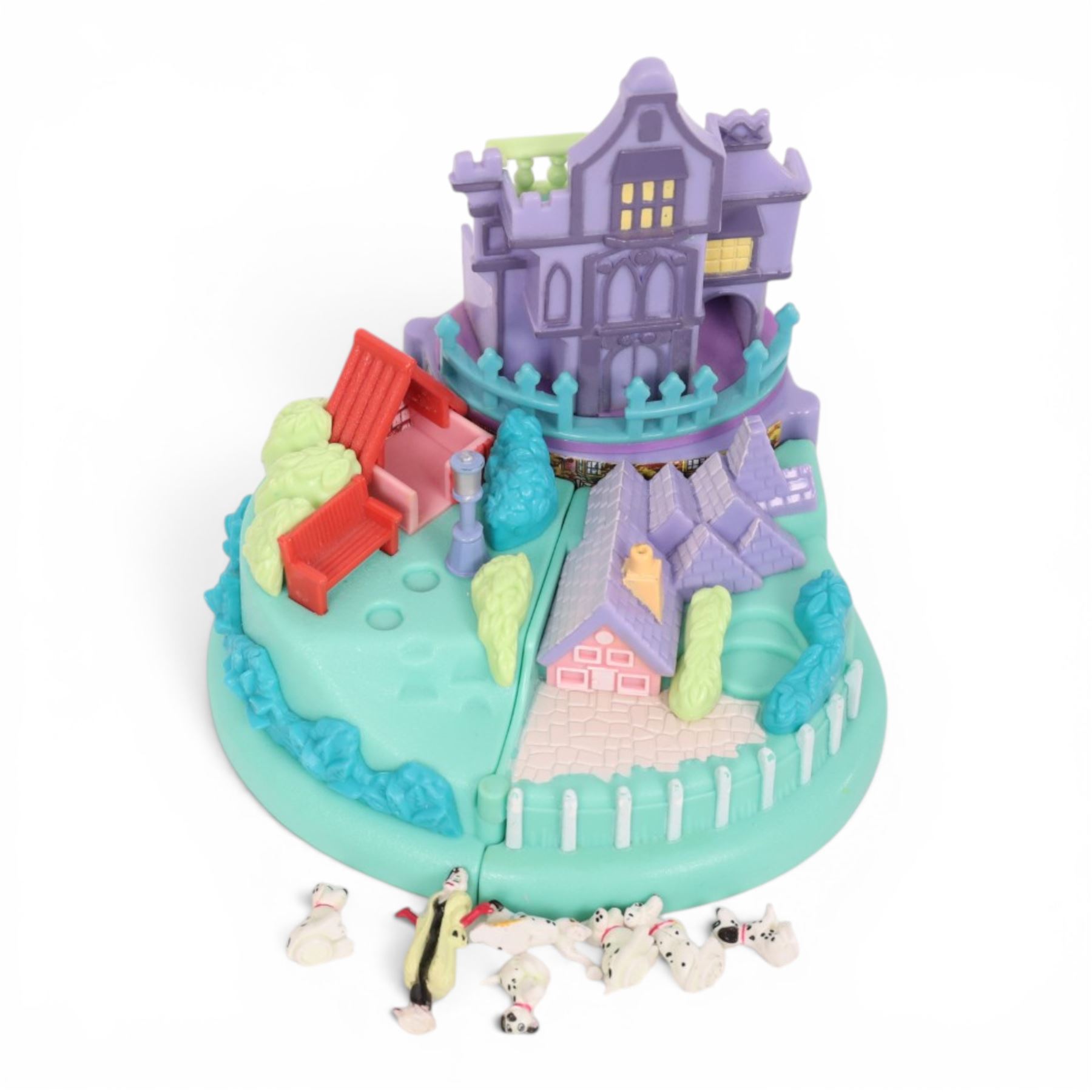 Five Bluebird Polly Pocket Disney playsets, comprising 1998 Jungle Book, complete with three dolls, village hut and tree swing, 1998 Winnie the Pooh 100 Acre Wood, with Winnie the Pooh, Piglet, Tigger, Eeyore and Roo figures and honeypot accessory, 1996 101 Dalmatians Puppies' Adventure, with Cruella De Ville and six puppies, 1995 Cinderella's Enchanted Castle, complete with eight dolls and carriage  and 1997 Mulan's Brave Journey with four dolls and Khan the horse