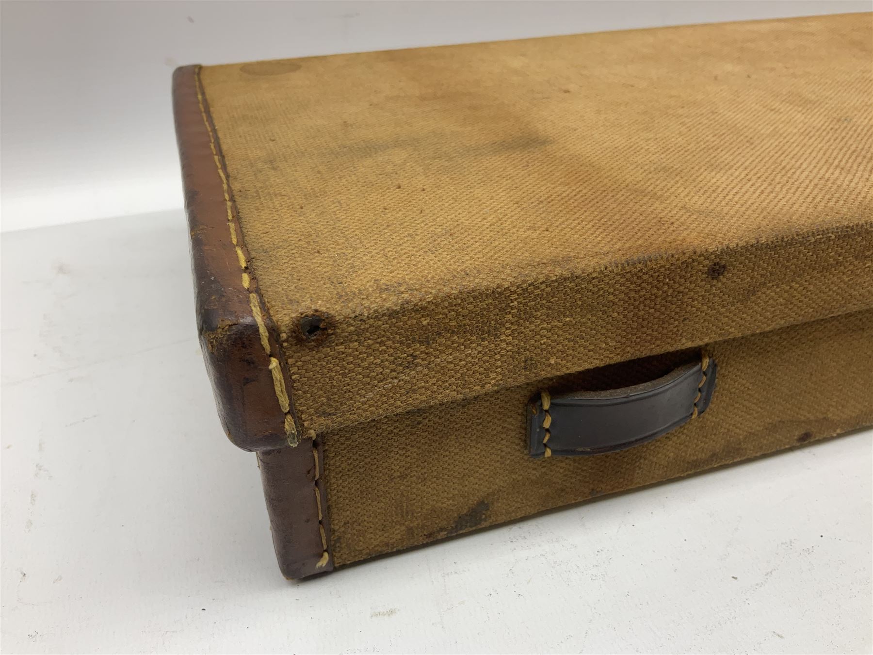 Canvas and leather bound shotgun case, up to 30.5” barrels
