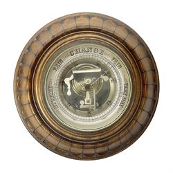 Early 20th century aneroid barometer, in carved beech case 