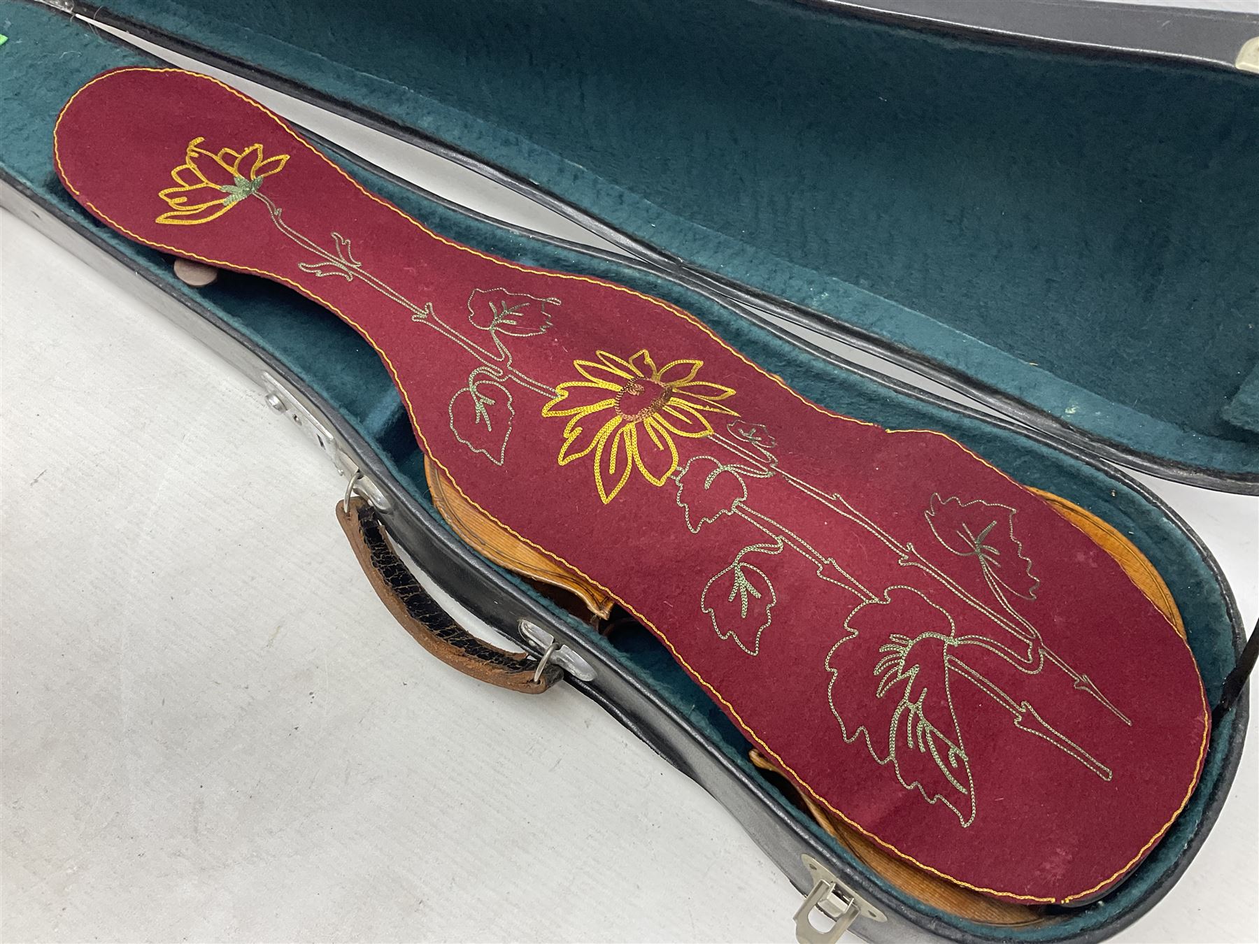 French violin c1900 labelled Guadagnini with 35.5cm two-piece maple back and ribs and spruce top, labelled 'Joannes Baptista Guadagnini Pla Centinus Fecit Mediolani 17**' L59cm overall; in hard carrying case