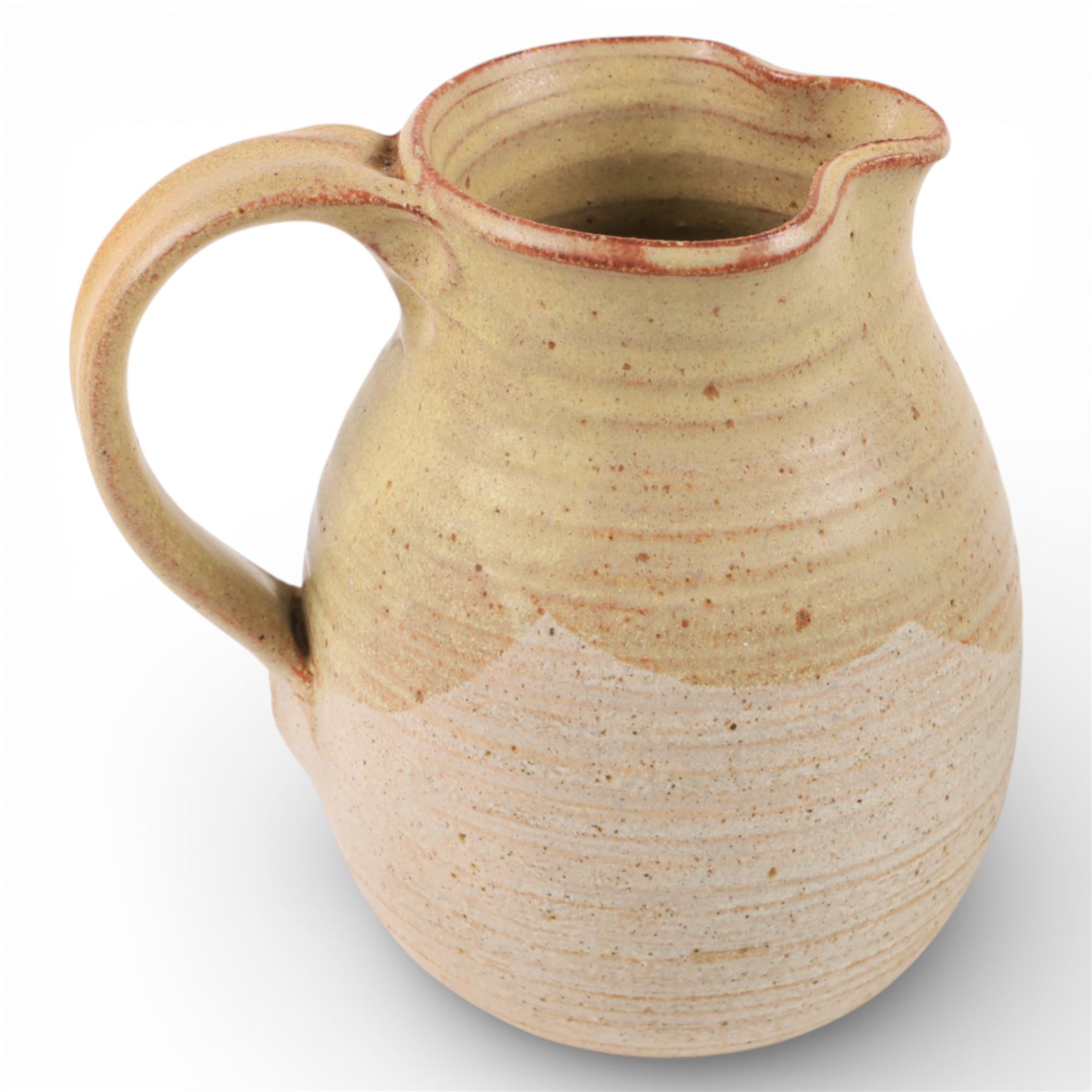 Branham Pottery green vase, of baluster form, with impressed mark beneath, together with John Egerton jug, with makers mark to handle, vase H26cm