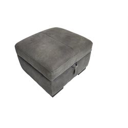 Footstool upholstered in grey faux suede