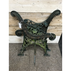  Two seat cast iron garden bench (W131cm) and pair cast iron bench ends  