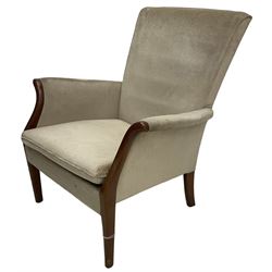 Parker Knoll - stained beech framed upholstered armchair