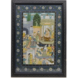  Indian Court Scene, early 20th century gouache on silk unsigned 53cm x 36cm   