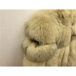 White Arctic Fox fur coat with loop fasteners 