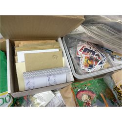 Chrome AA Members Badge, No 2A67754, together with two Raphael Tuck & Sons Christmas cards, cigarette cards, postcards and other ephemera 