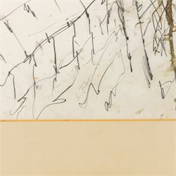 Len Tabner (British 1946-): 'Evening Snow on the Road to Lofthouse - Study', mixed media c.1983-1984 signed 55cm x 75cm 
Provenance: gifted to the vendor by the artist. We are grateful to the artist for his assistance in cataloguing this lot.