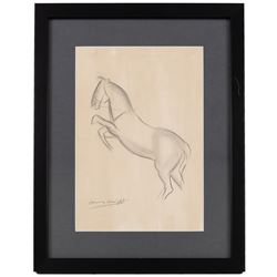 Dame Laura Knight (Staithes Group 1877-1970): Rearing Horse, pencil signed 28cm x 19cm