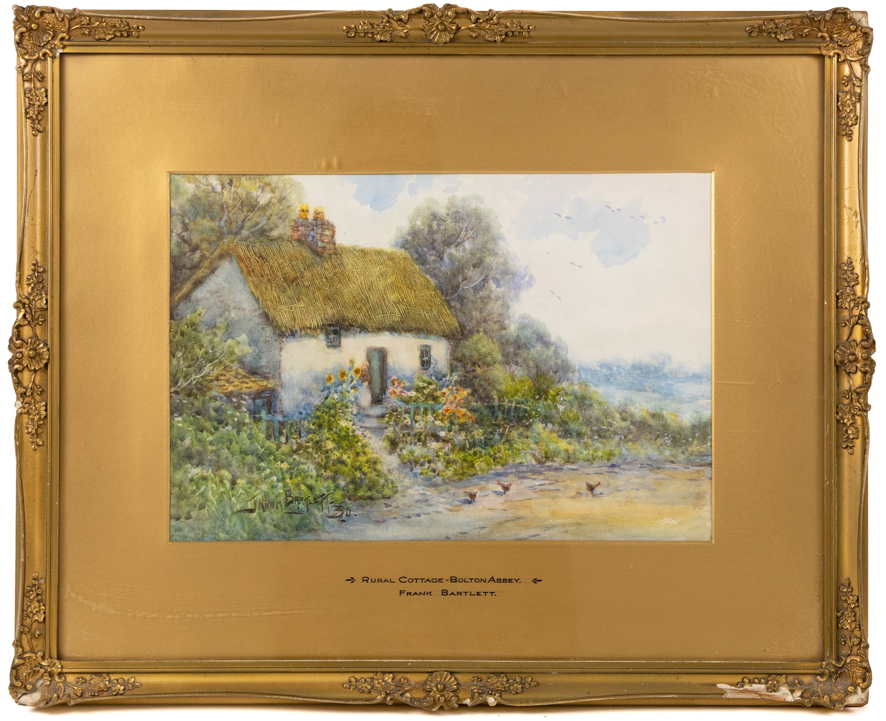 Frank Bartlett (British early 20th century): 'Cottage by the Road - Grassington' and 'Rural Cottage - Bolton Abbey', pair of watercolours signed and dated '30, titled on the mount 24cm x 35cm (2)