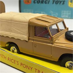 Corgi - Gift Set No.2 Land Rover with 'Rices' Pony Trailer and Pony, tan livery, in original box 