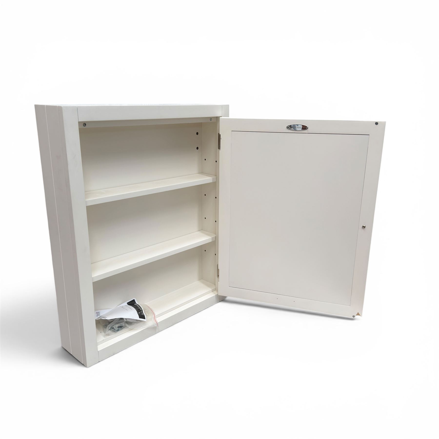 Roper Rhodes - bathroom cabinet with rectangular mirror a
and mounting brackets in a painted white finish