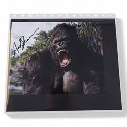 Collection of signed stills and promotional photographs, mostly Sci-Fi TV and film related, including Andy Serkis, Warwick Davis, James Earl Jones, Leroy James, Leonard Nimoy, Billy West, Robert Vaughn, Shane Rimmer, Ethan Phillips etc, all with certificates of authenticity, contained within dark green album