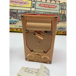 Berwick Toys High Street Shops layout with well-stocked sweet shop and post office; H.C.F. Build A Farm set; and Jukepet battery operated miniature jukebox; all boxed (3)