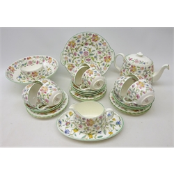  Minton 'Haddon Hall' pattern tea set for eight, footed bowl and oval dish   