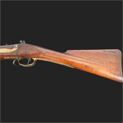 Brown Bess flintlock musket, 37in barrel, action marked with crowned GR and Tower, with brass mounts, the thinned butt marked 38, sling swivels, steel ramrod, overall L132cm
