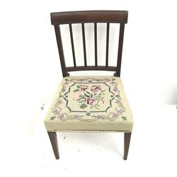Six (4+2) mahogany Georgian dining chairs, upholstered seat, square supports, W58cm