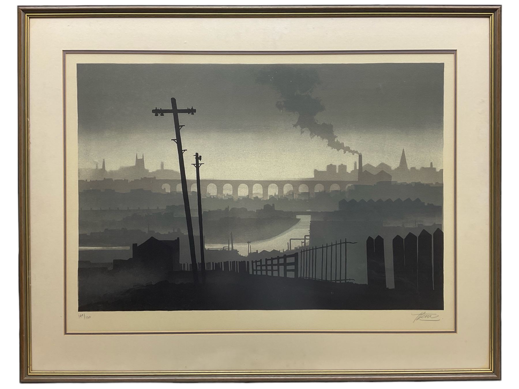 Trevor Grimshaw (Northern British 1947-2001): 'The Viaduct', limited edition lithograph signed and numbered 149/150 in pencil, 44cm x 66cm