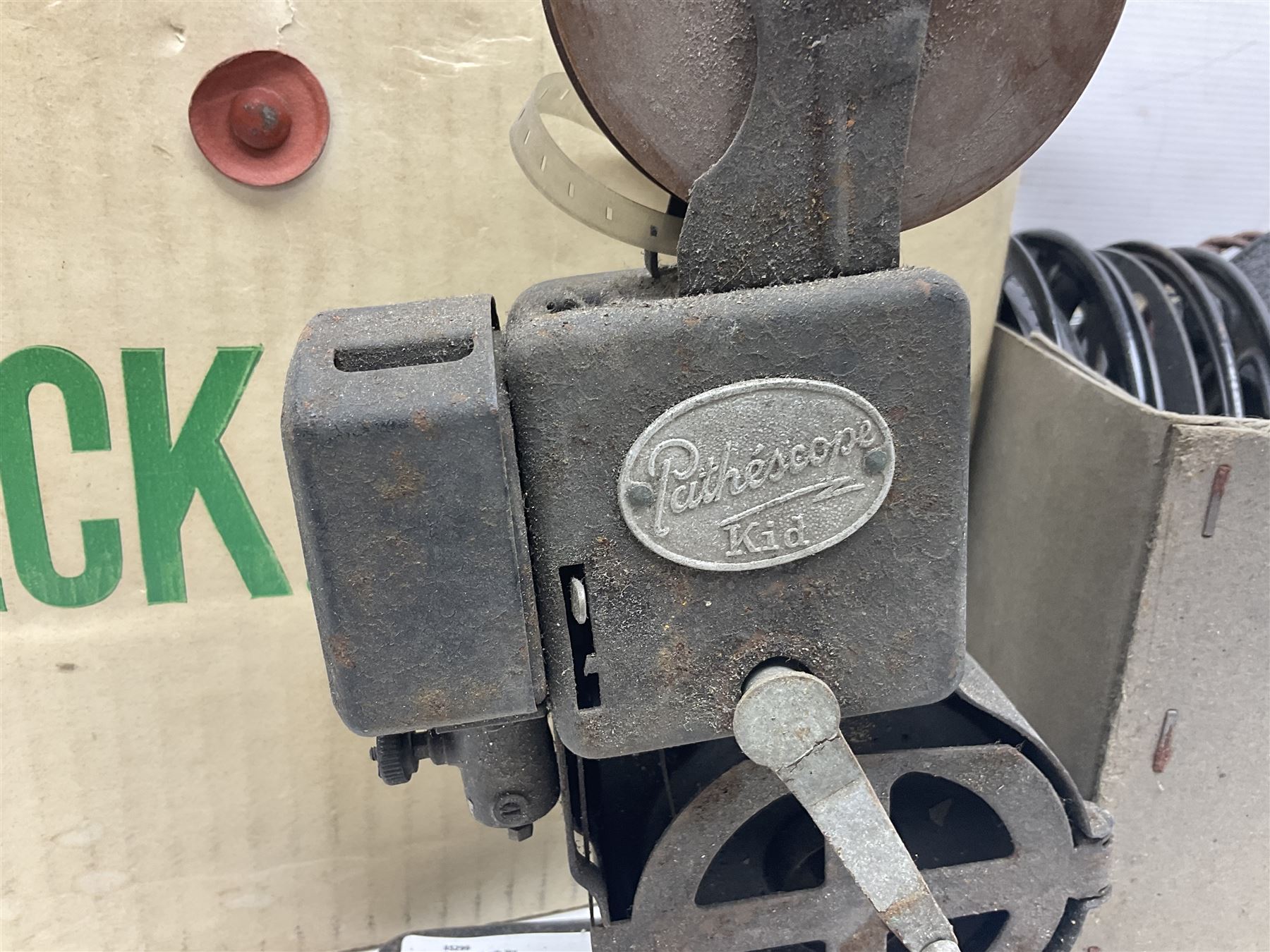 Holbeck projector, two Pathescope projectors with film, including Mail Pilot, Bean Stalk Mickey, Mickey's Pal Pluto etc