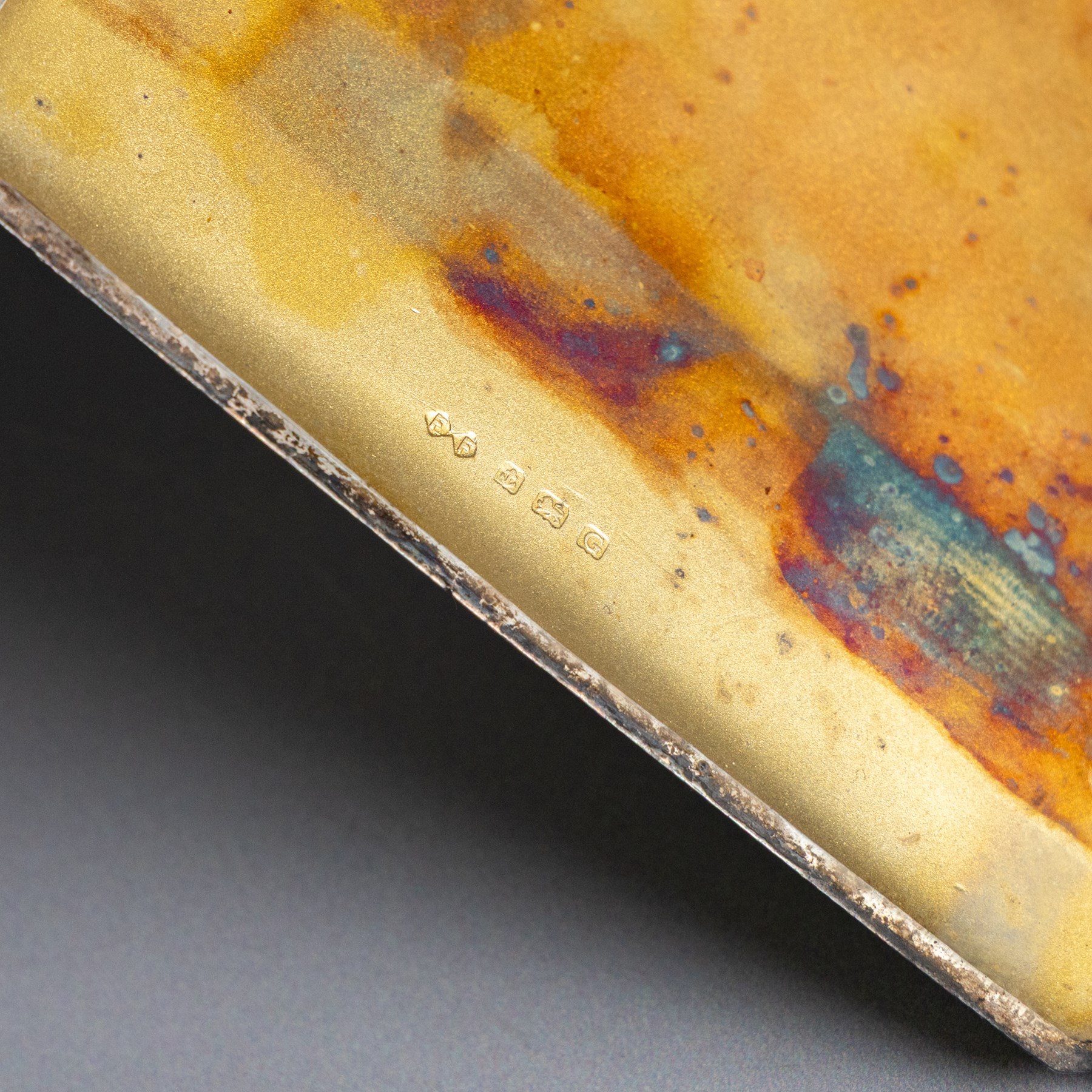 1930s silver cigarette case, with engine turned decoration and engraved initials to the top left hand corner, hallmarked Frederick Field, Birmingham 1931