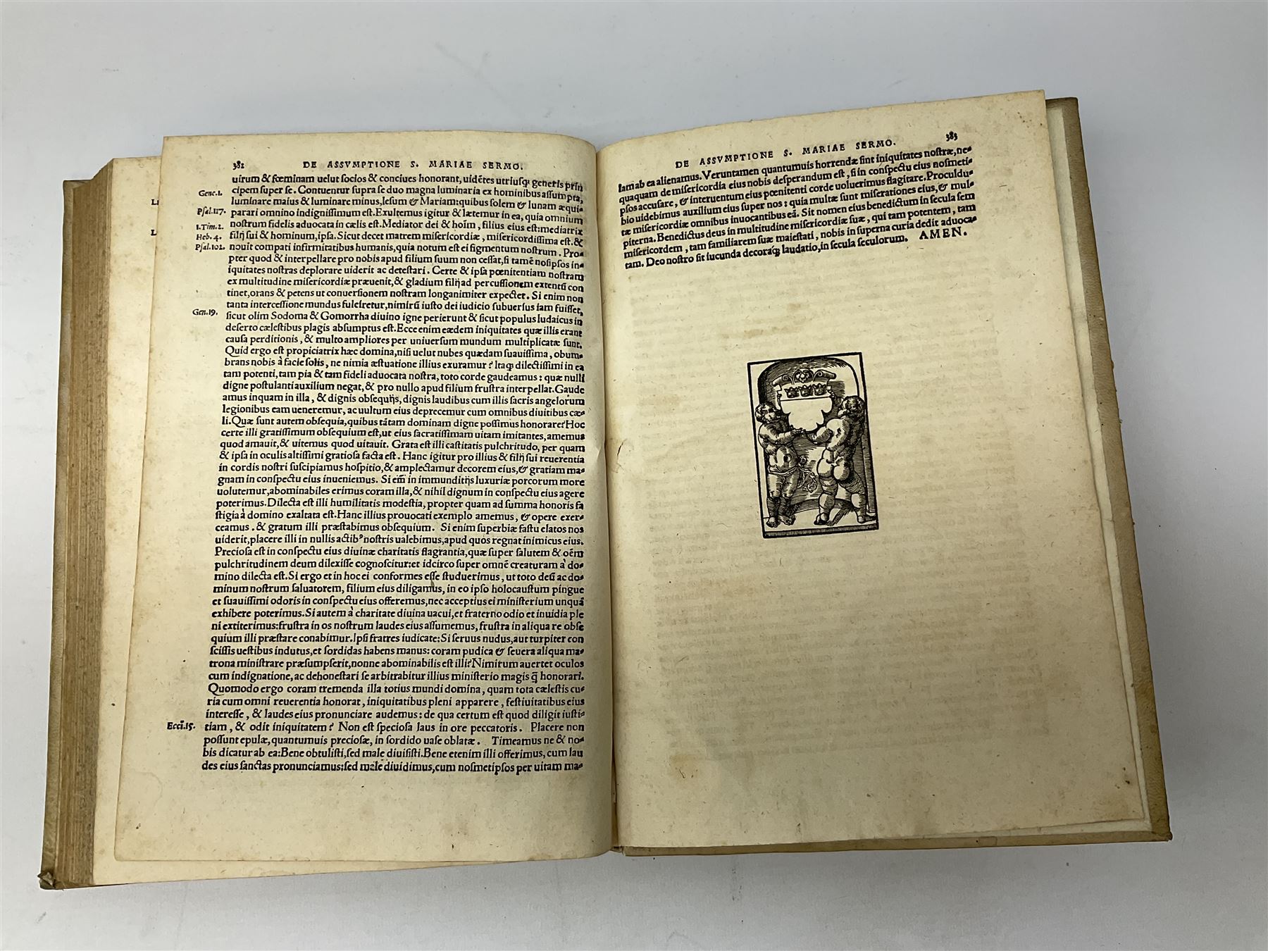 Zacha Riae Episcopi Chrysopolita Ni, Uiri Suo Tempore Celeberrimi, In Unu Ex Quatuor Fiue De Concordia Evangelistarum, Libri Quatuor, Iam Nunc Primu Typis Excusi .... 1535 Eucharius Ceruicornus Excudebat. Title page with border of engraved figures. Later full vellum binding.