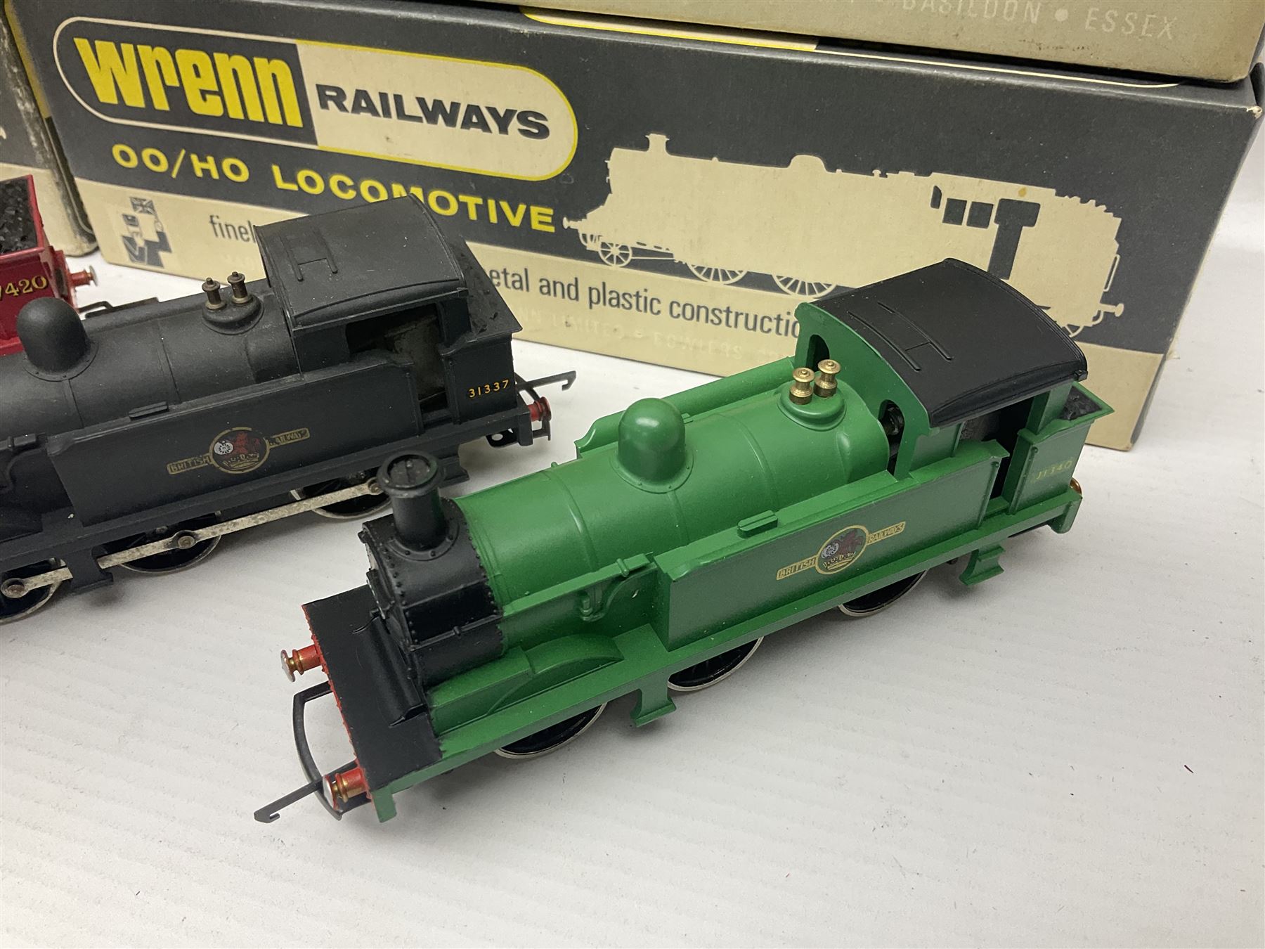 Wrenn '00' gauge - five Class R1 0-6-0 tank locomotives - No.7420 in LMS Red; No.31337 in BR Black; No.31340 in BR Malachite Green; No.1127 in Southern Green; all in boxes with instructions; and No.1127 in Southern Green; in associated Wrenn box (5)