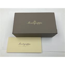 Montegrappa Emblema fountain pen, the blue pearl marbled barrel of octagonal form with silver mounts stamped 925 and silver mounted cap with 1912 emblem and clip with roller, in box, L13.5cm