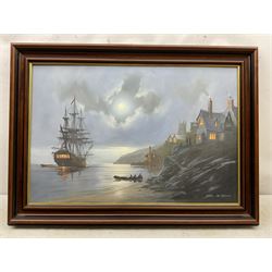 Donald MacLeod (Cornish 1956-2018): Coastal Nocturne, oil on canvas signed 50cm x 75cm