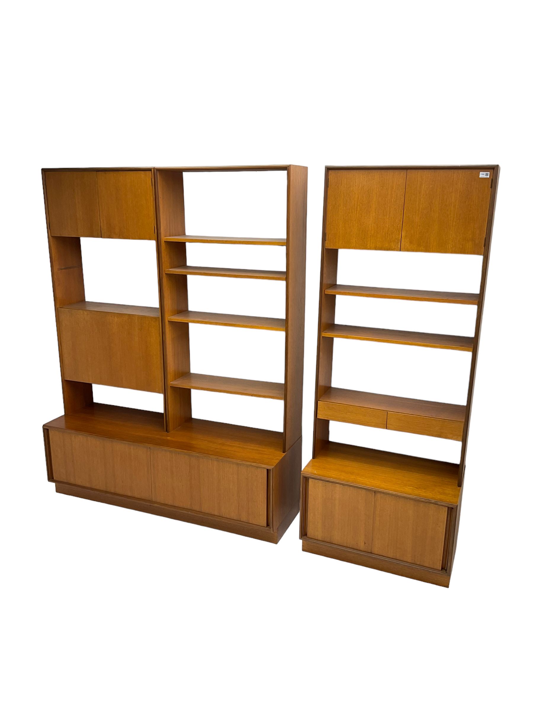 GPlan mid20th century teak wall unit, fitted with shelves and
