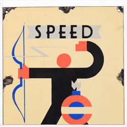 Art Deco style 'Speed Underground' reproduction enamel sign, H41cm