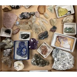 A collection of various stones and minerals, polished and in the rough, to include Amethyst, Quartz, Lapis Lazuli, etc. 
