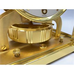 Jaeger-LeCoultre Atmos timepiece clock, in gilt brass and glass case, with wall mount, serial number - 444966