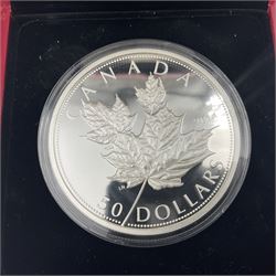 Royal Canadian Mint 2014 'Maple Leaves' fine silver fifty dollar coin, cased with certificate