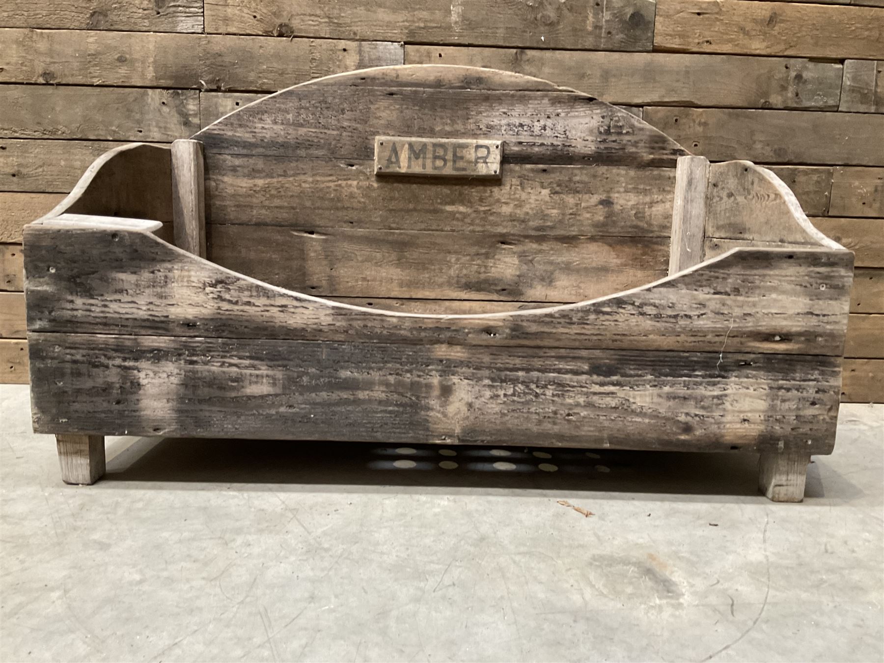 Traditional pine slatted dog bed