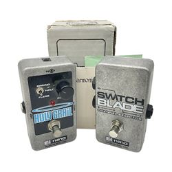Electro Harmonix Nano Holy Grail guitar pedal and an Electro Harmonix Switch Blade channel selector