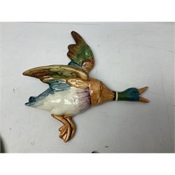 Set of five Beswick graduated wall mounting figures of flying ducks, models from 596/0 to 596/4, largest L29cm