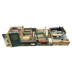 Collection of books to include Readers Digest Great World Atlas, the Macmillan Encyclopedia, poetry books, art reference books etc, in four boxes    