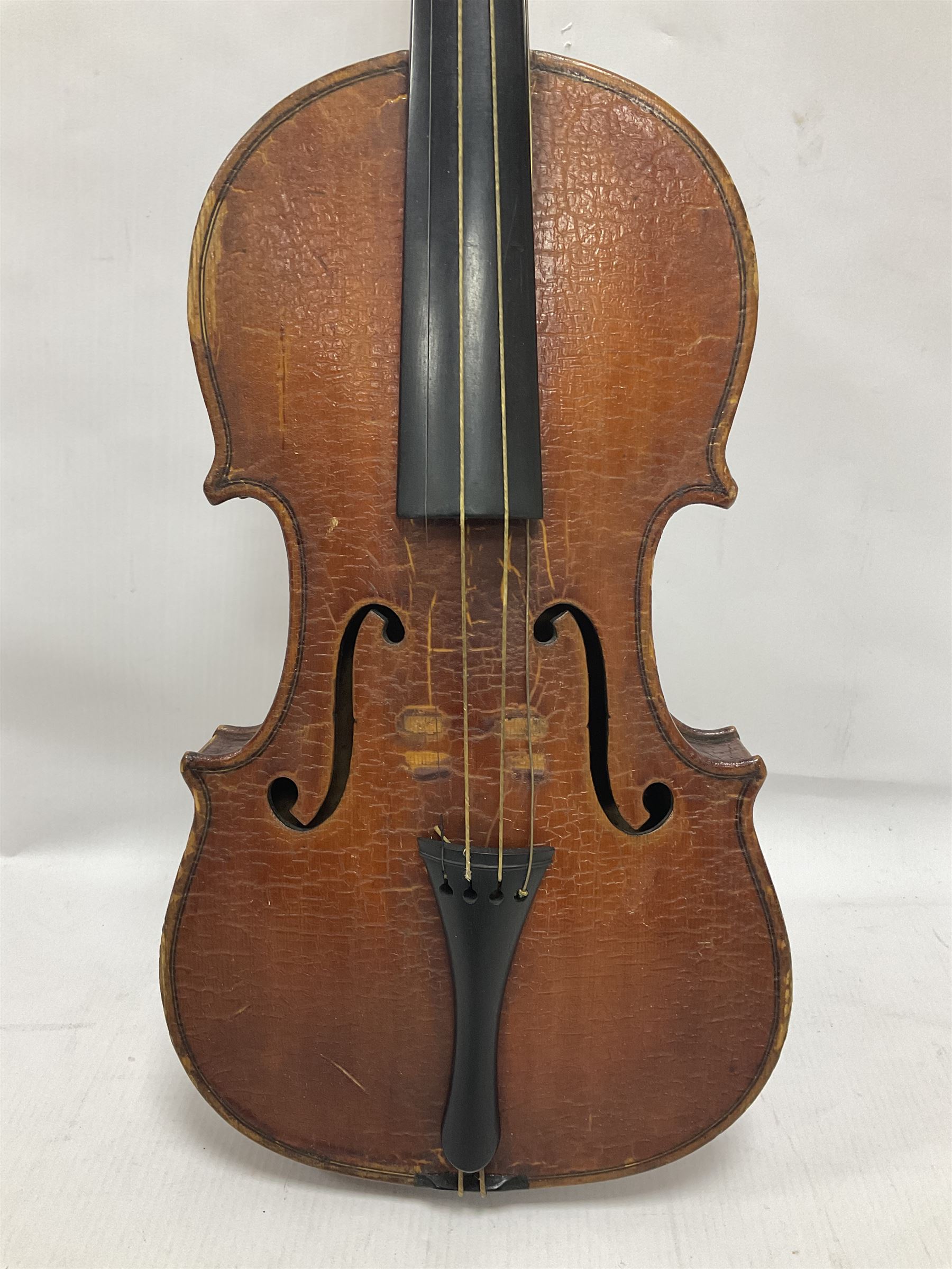 Michael Lindsay of Stockton-on-Tees violin, dated 1904 on the label and stamped on the neck, full length 60cm In a later soft case