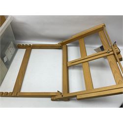 Chatsworth box easel, together with a Reeves table easel, collection of Wentworth jigsaw puzzles and two picnic baskets