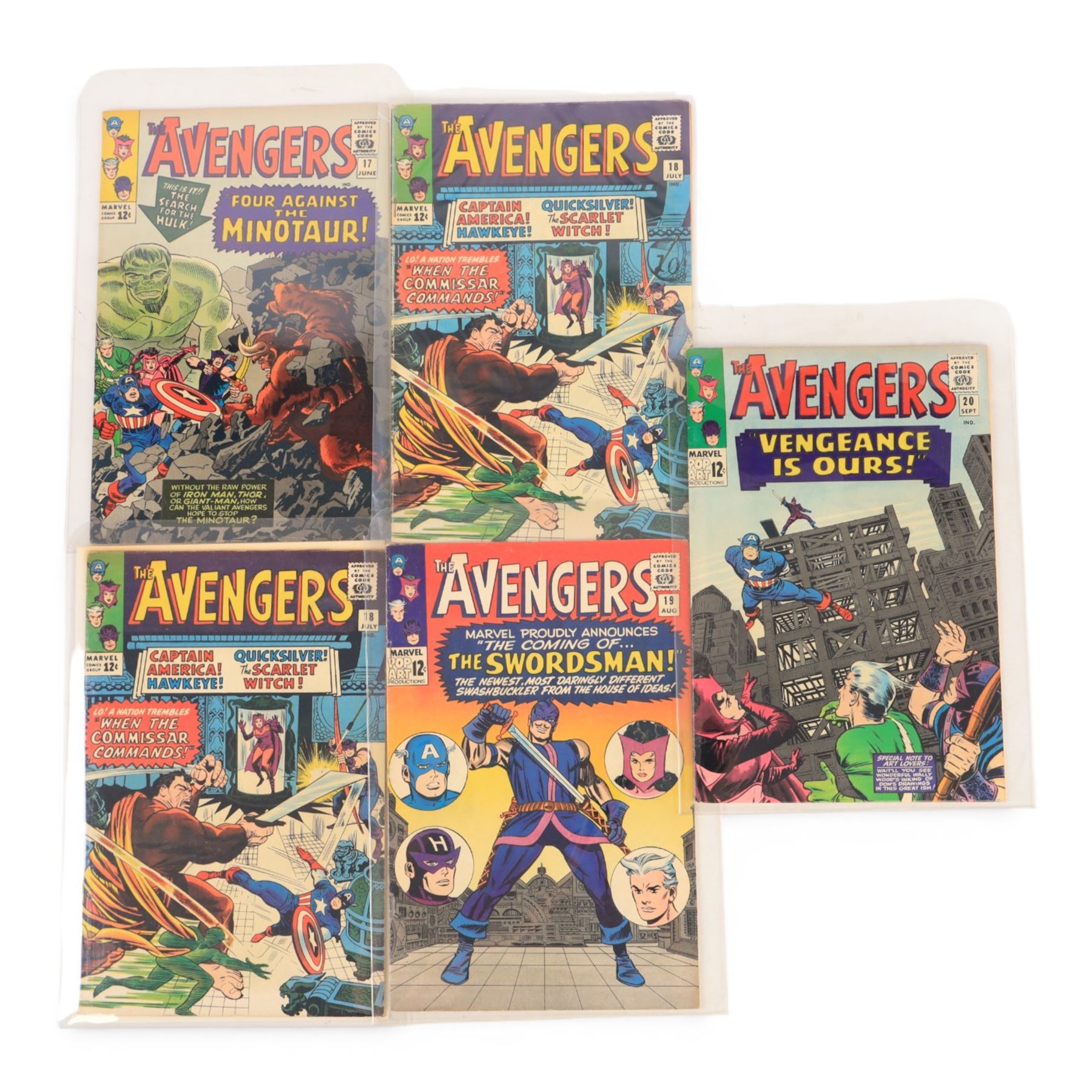 Eleven Marvel Silver Age 'The Avengers' comic books, spanning years 1965-1966, comprising issues #12-#20, including some duplicates