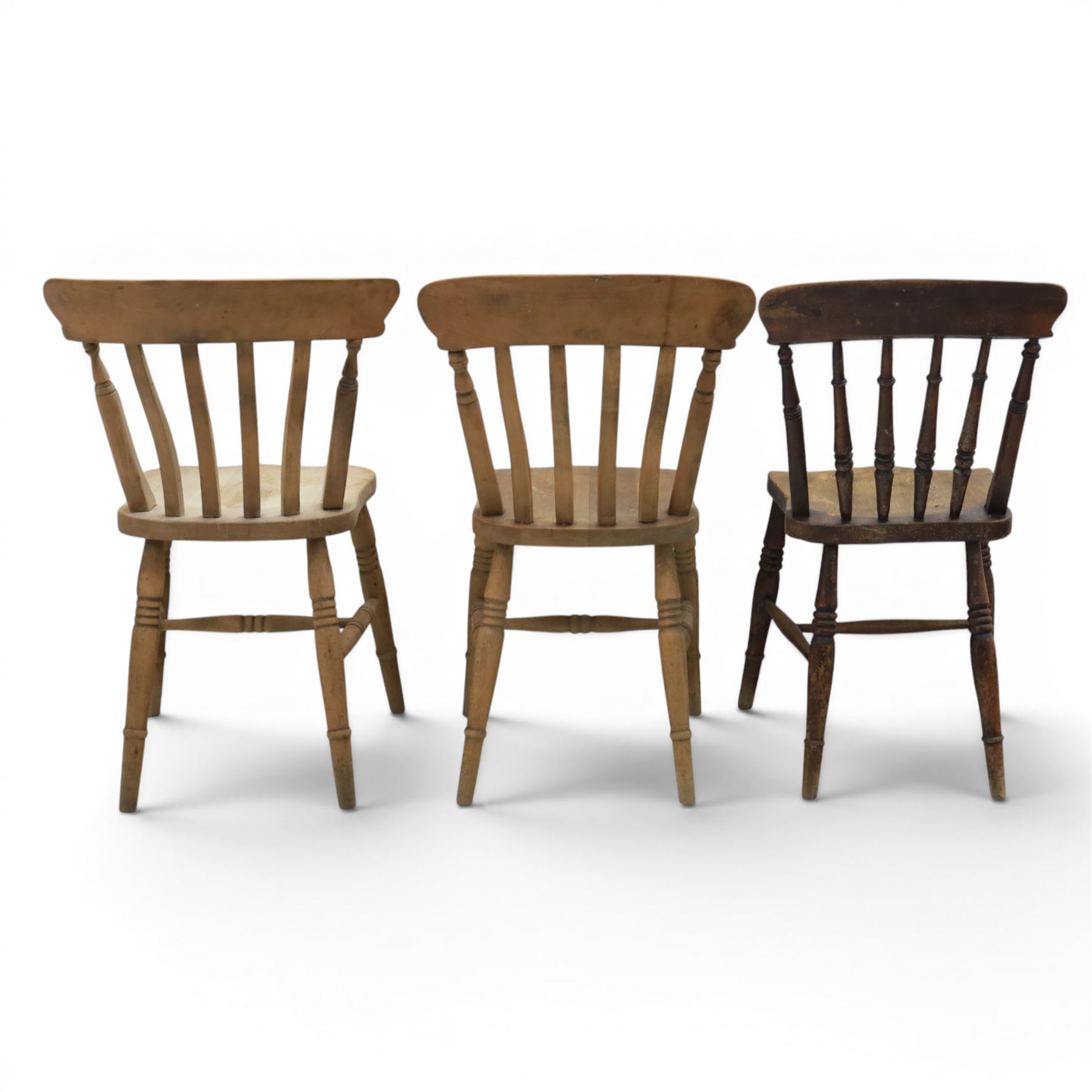 Six 19th century and later elm and beech farmhouse chairs