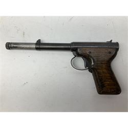 Webley Junior .177 air pistol with over lever action No.179 L22cm; Diana Model 2 .177 air pistol with plunge action; and quantity of .177 pellets in two tins