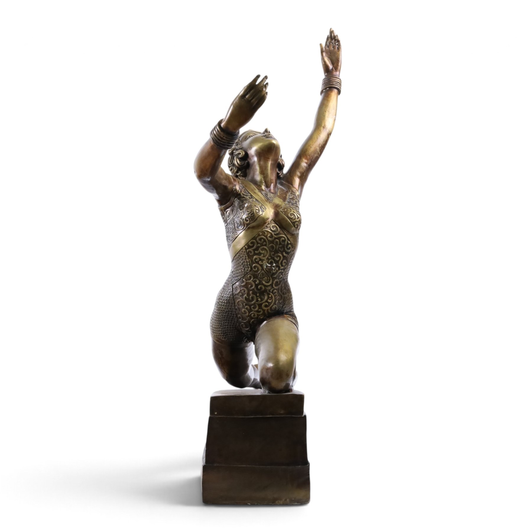 After Demetre Chiparus - Art Deco style bronze, modelled as a female dancer with arms outstretched, H70cm