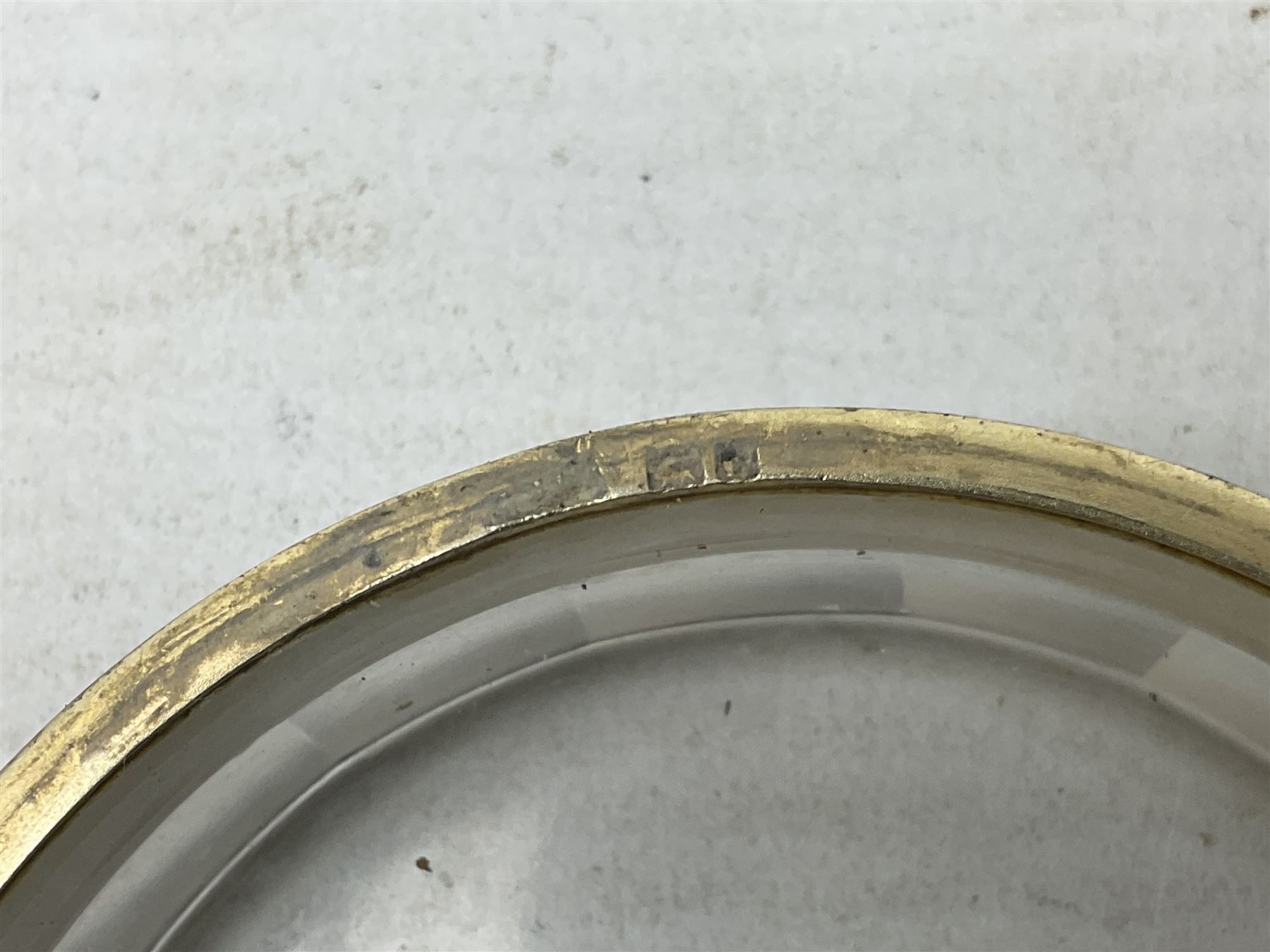 Pair of early 20th century glass dressing table jars, or circular facet cut form, with silver covers, hallmarked London, probably 1912