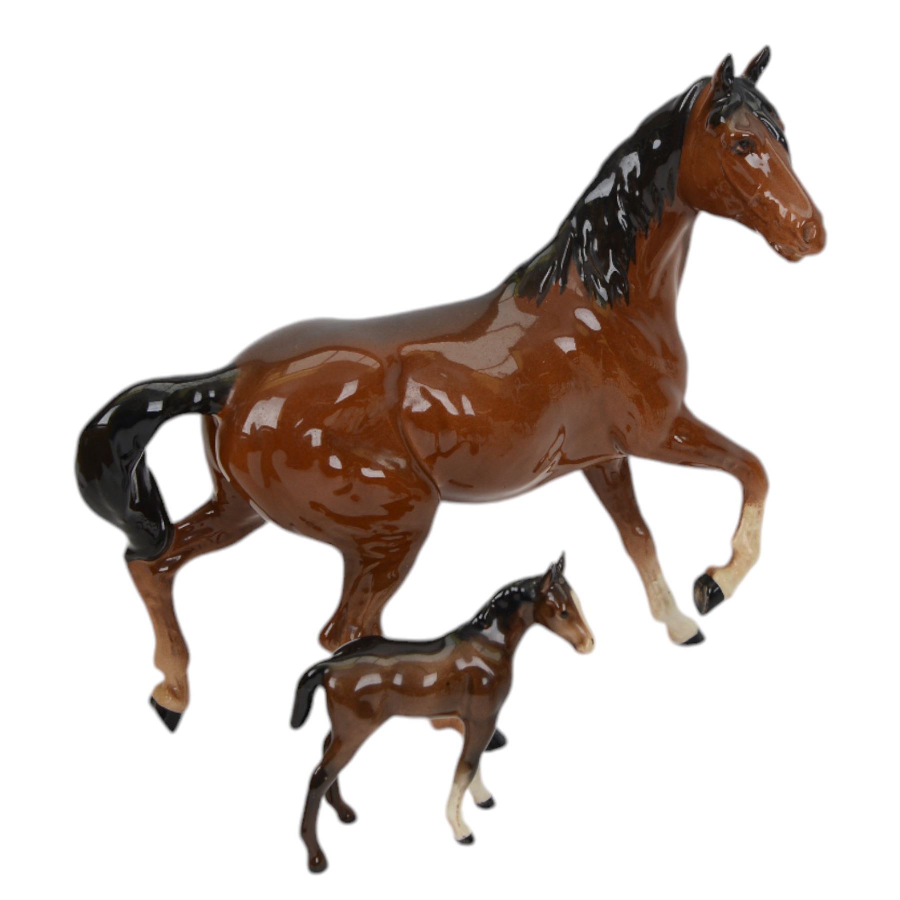 Ten Beswick horse figures, Shetland pony 1648, Foal 915, Connemara etc  