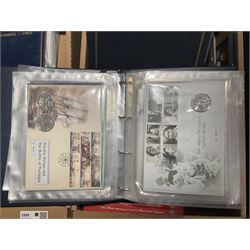Approximately one hundred and fifteen Royal Mint coin covers, in two ring binder folders and loose, together with approximately 53 grams of Great British pre-1920 and approximately 68 grams of Great British pre-1947 silver threepence coins, and a small quantity of further pre-decimal coins